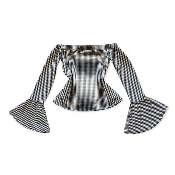 🆕Boohoo Off The Shoulder Gingham Top - Picture 5 of 7